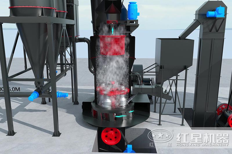 高壓磨粉機(jī)內(nèi)部磨粉圖