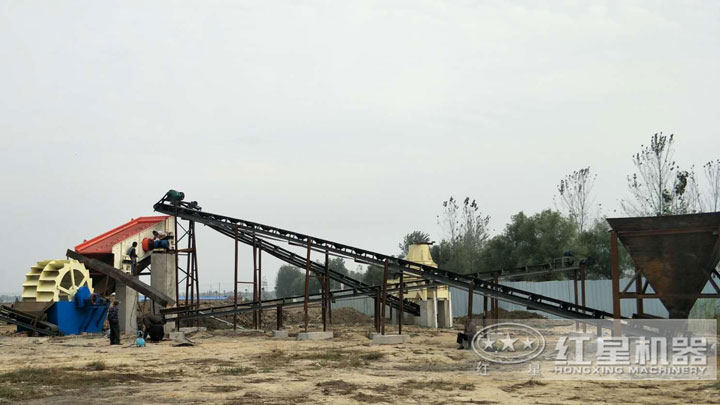 洗砂機搭配在生產線中，有效作業，清洗更干凈